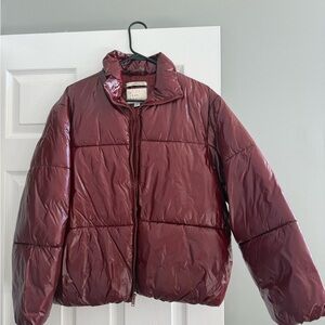 Shiny Burgundy Puffer Jacket